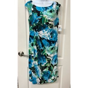 NWT Next Up faux wrap beautiful turquoise floral w black.   Size 12